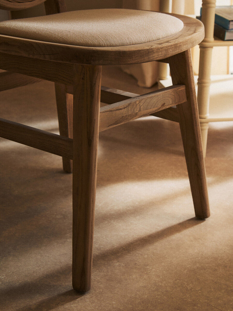 Cebu Beige Fabric and White Wash Elm Wood Dining Chair