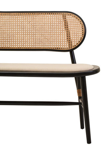 Natural Cane Bench with Black Elm Wood Frame | Cebu