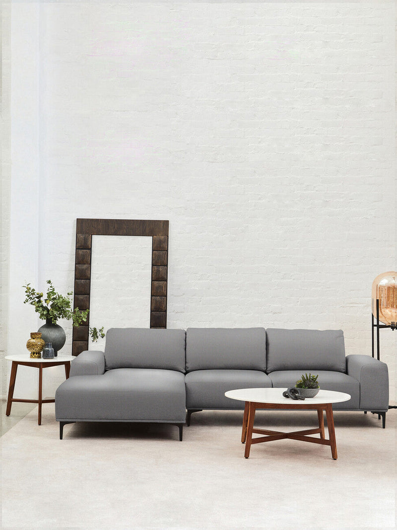 3 Seater Grey Fabric Left Chaise Sofa | Toulon