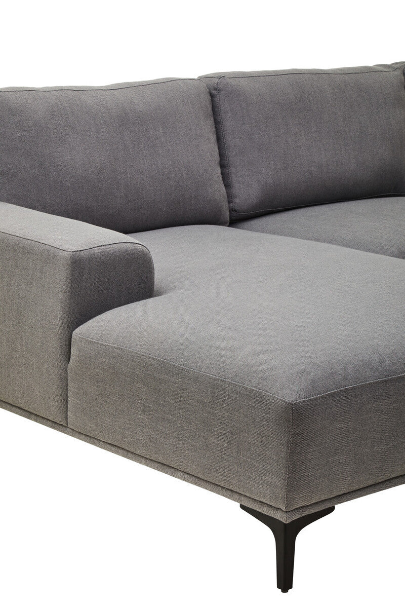3 Seater Grey Fabric Left Chaise Sofa | Toulon