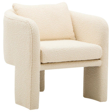 Ivory Boucle Curved Armchair | Ozzero
