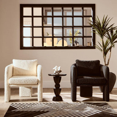 Ivory Boucle Curved Armchair | Ozzero