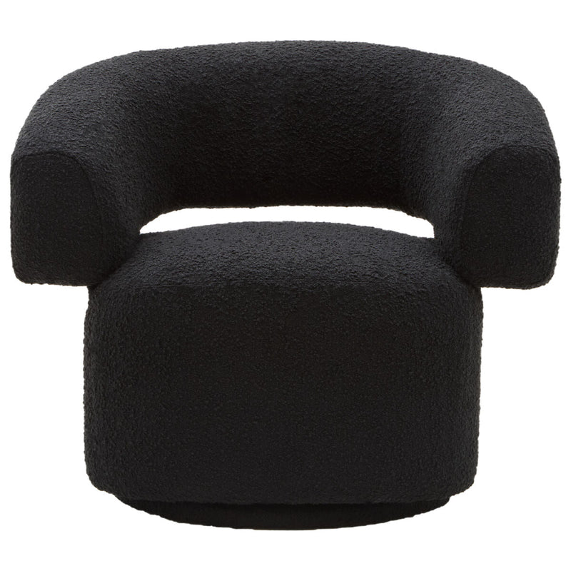 Black Boucle Curved Swivel Armchair | Oliveto