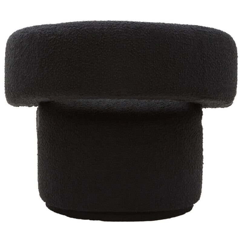 Black Boucle Curved Swivel Armchair | Oliveto
