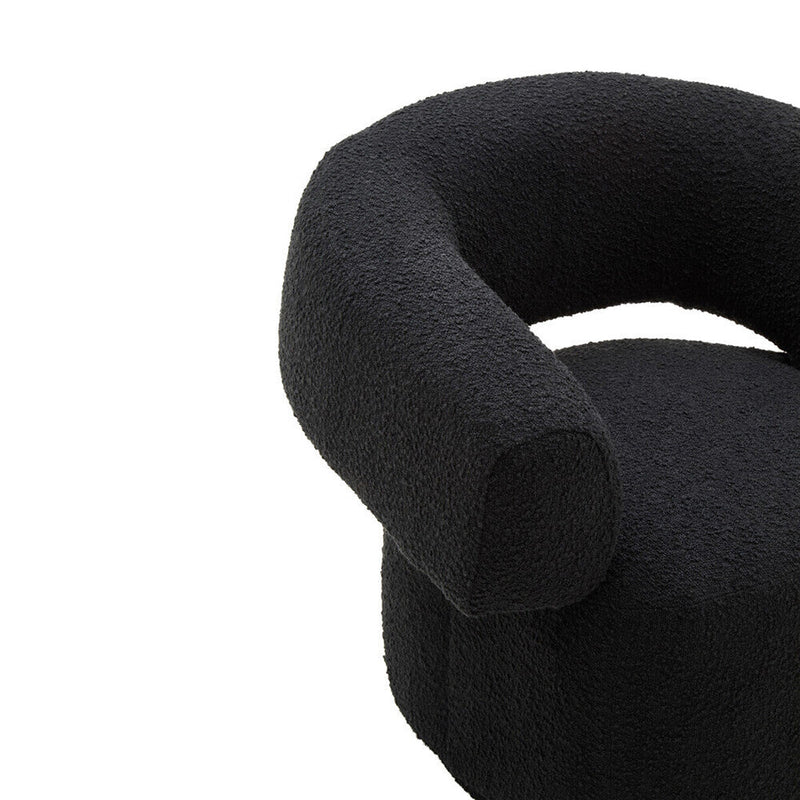 Black Boucle Curved Swivel Armchair | Oliveto