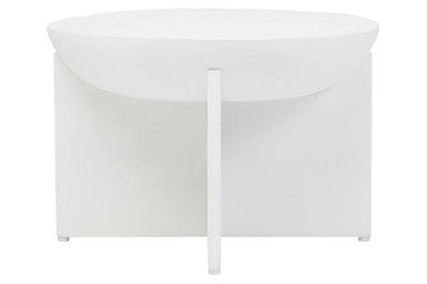 Whitewash Mango Wood Round Coffee Table with Cut-Out Pedestal Base, Walsa
