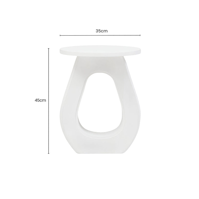 Whitewash Finish Mango Wood Accent Table with Horseshoe Cutout Base | Walsa
