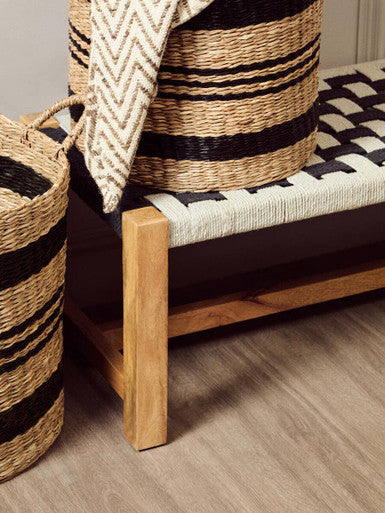 Black and White Jute Bench | Satna
