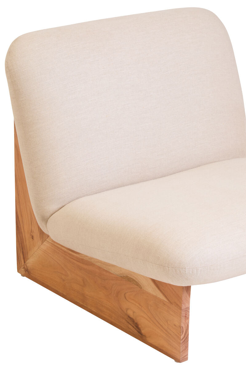 Cream Linen Textured Armless Chair with Wood Base | Parova