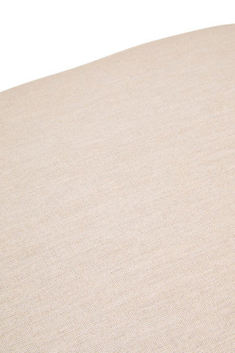 Cream Linen Textured Footstool with Wood Base | Parova