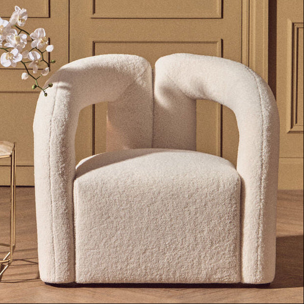 Ivory Boucle Effect Statement Chair | Davina