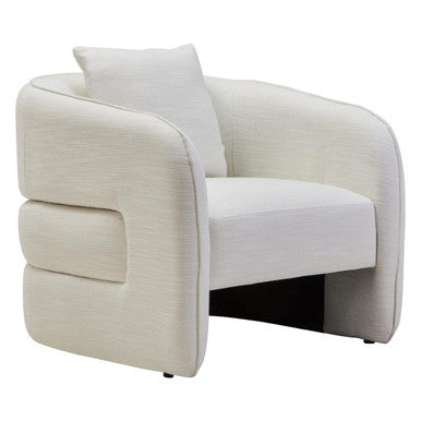 Cream Linen Effect Curved Chair | Bilani