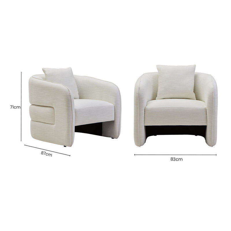 Cream Linen Effect Curved Chair | Bilani