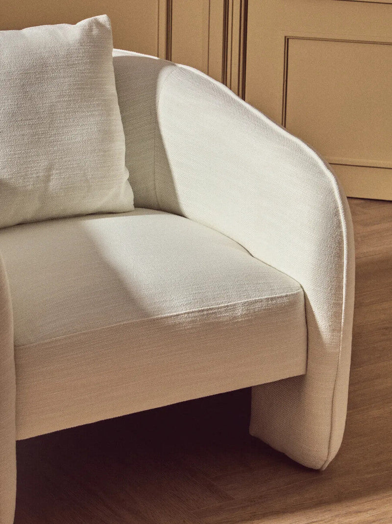 Cream Linen Effect Curved Chair | Bilani