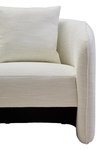 Cream Linen Effect Curved Chair | Bilani