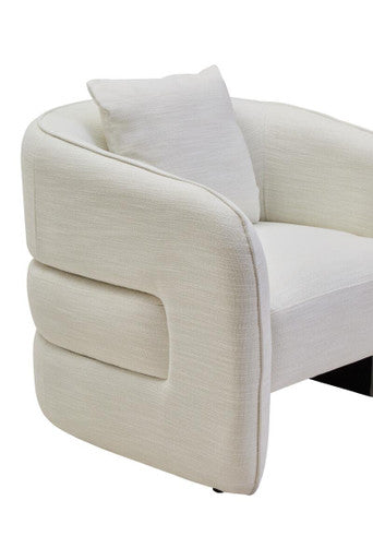 Cream Linen Effect Curved Chair | Bilani