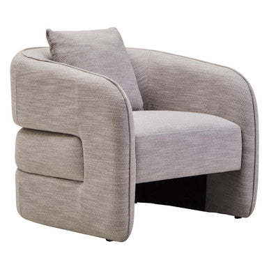 Grey Linen Effect Curved Chair | Bilani