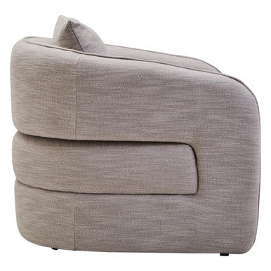 Grey Linen Effect Curved Chair | Bilani