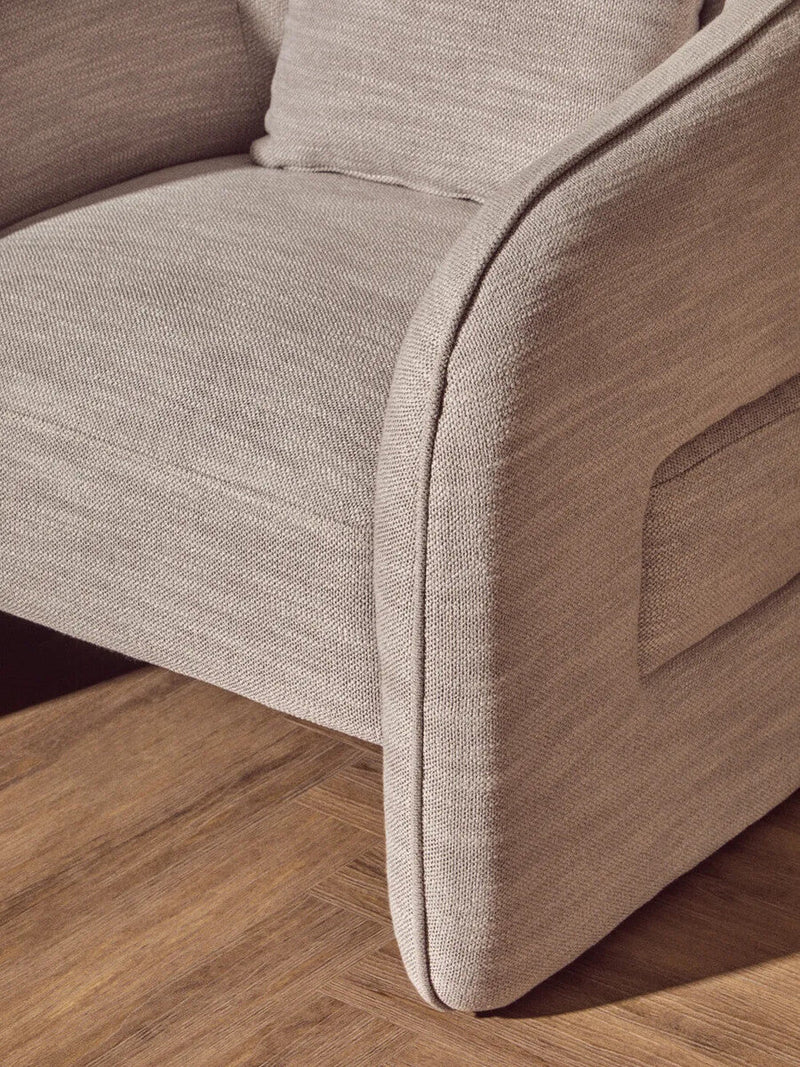 Grey Linen Effect Curved Chair | Bilani