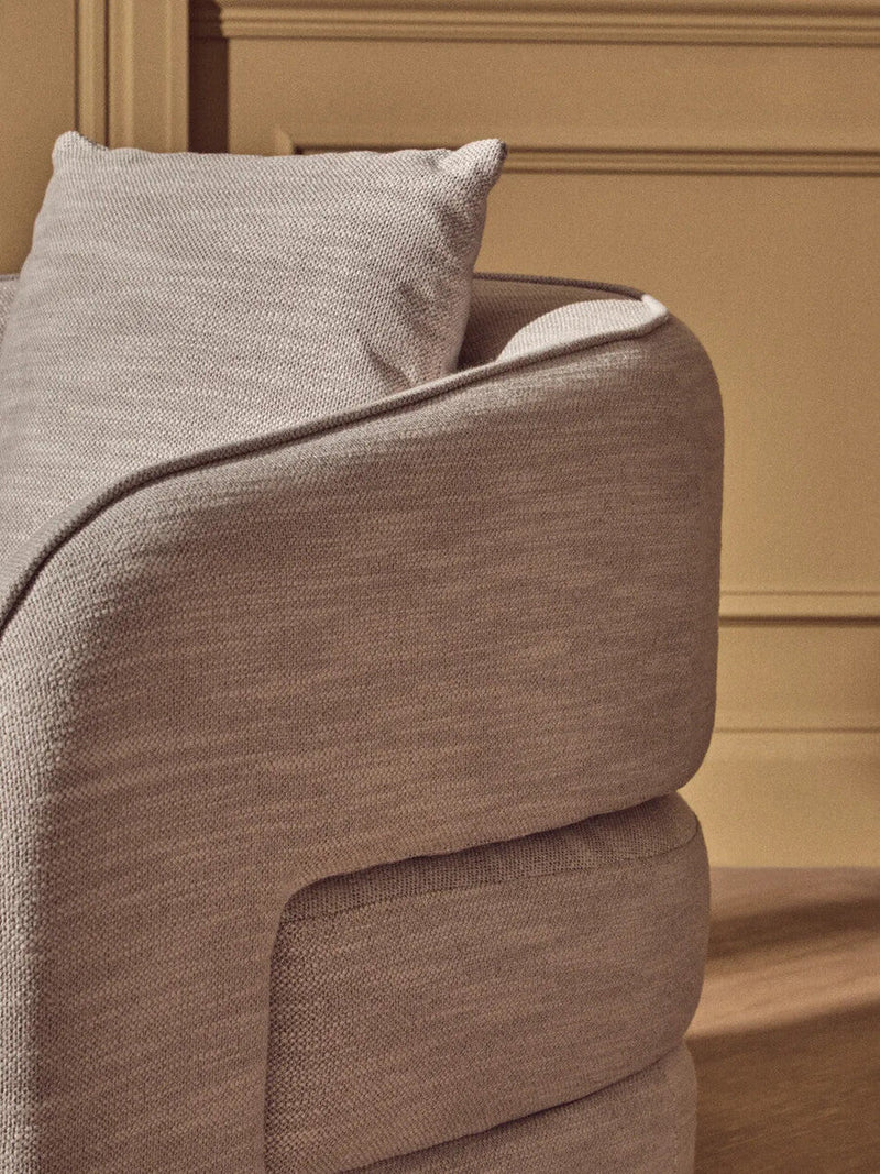 Grey Linen Effect Curved Chair | Bilani