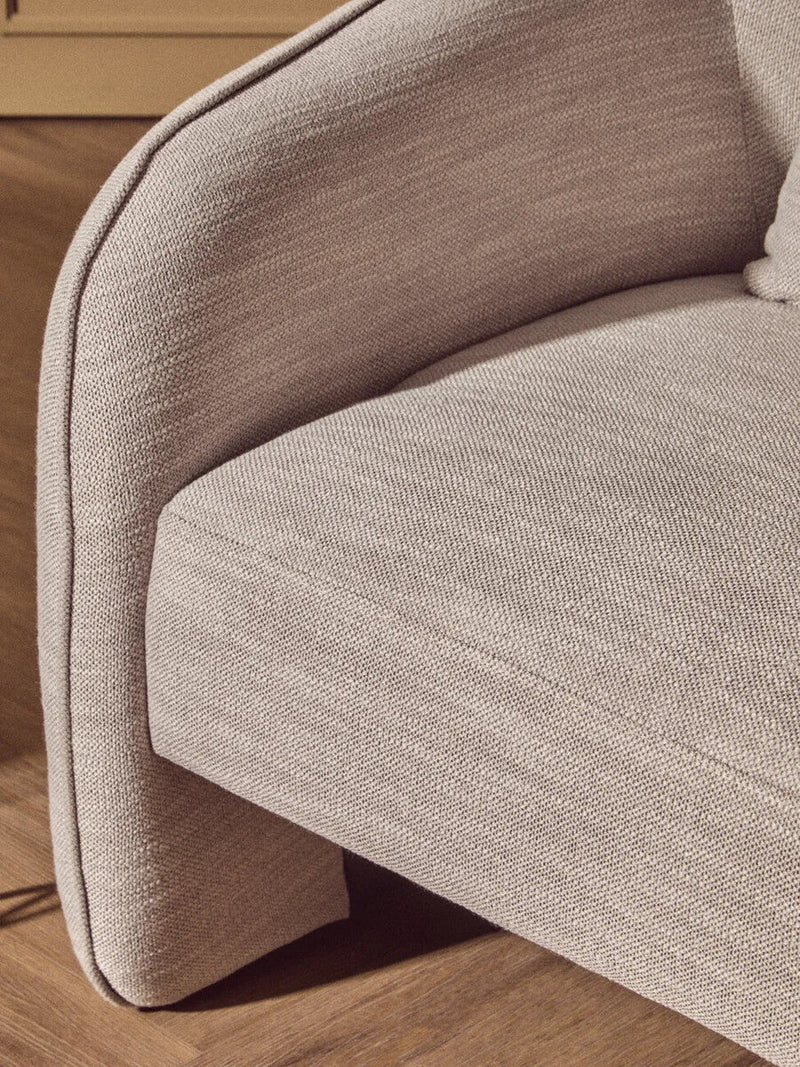 Grey Linen Effect Curved Chair | Bilani