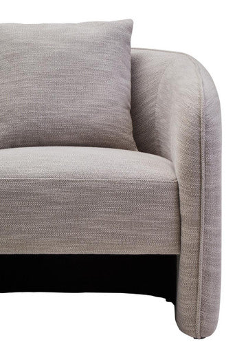 Grey Linen Effect Curved Chair | Bilani