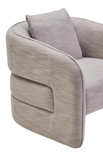 Grey Linen Effect Curved Chair | Bilani