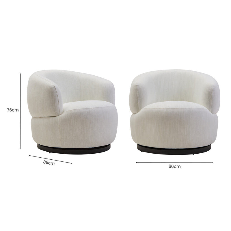 Textured Cream Curved Swivel Chair | Bordo