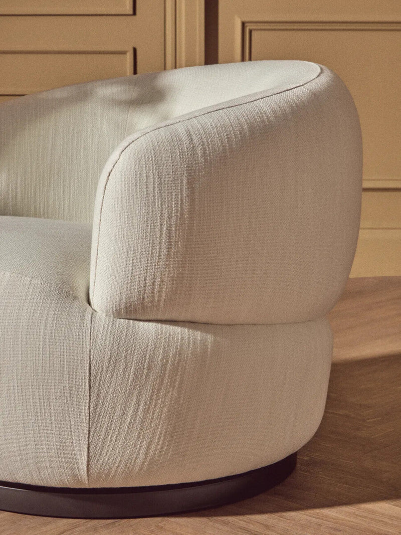 Textured Cream Curved Swivel Chair | Bordo