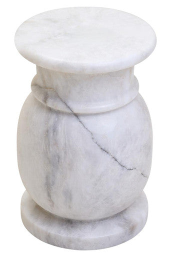 White Marble Multi Use Stool and Side Table with Refined Smooth Surface | Zoro