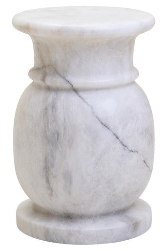 White Marble Multi Use Stool and Side Table with Refined Smooth Surface | Zoro
