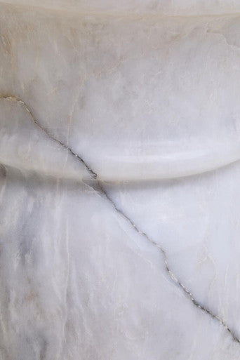 White Marble Multi Use Stool and Side Table with Refined Smooth Surface | Zoro