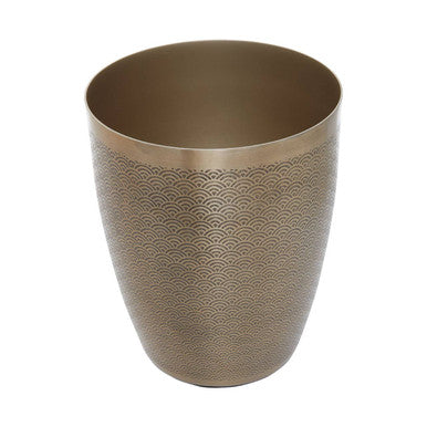 Gold Finish Waste Bin With Etching | Allegra