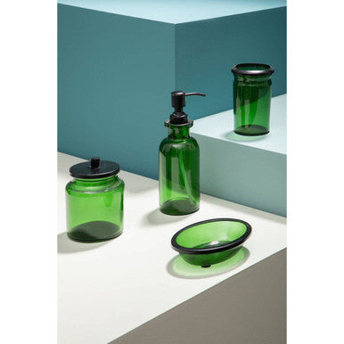 Kiara Green Glass Toothbrush Holder | Allegra