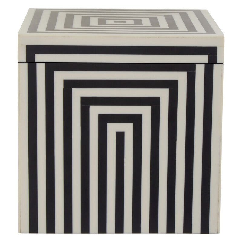 Large Square Black and White Stripe Trinket Box | Donato