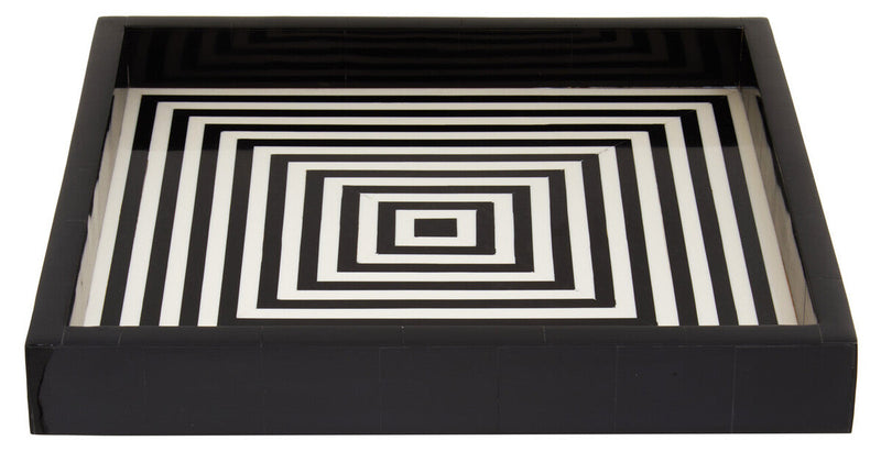 Black and White Finish Square Tray | Donato