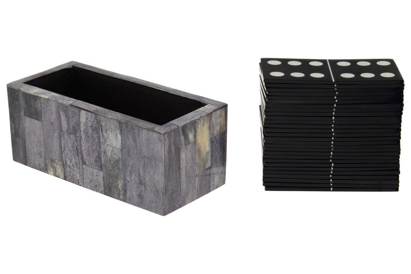 Grey Bone Domino Set with Black Dominoes | Churchill Games