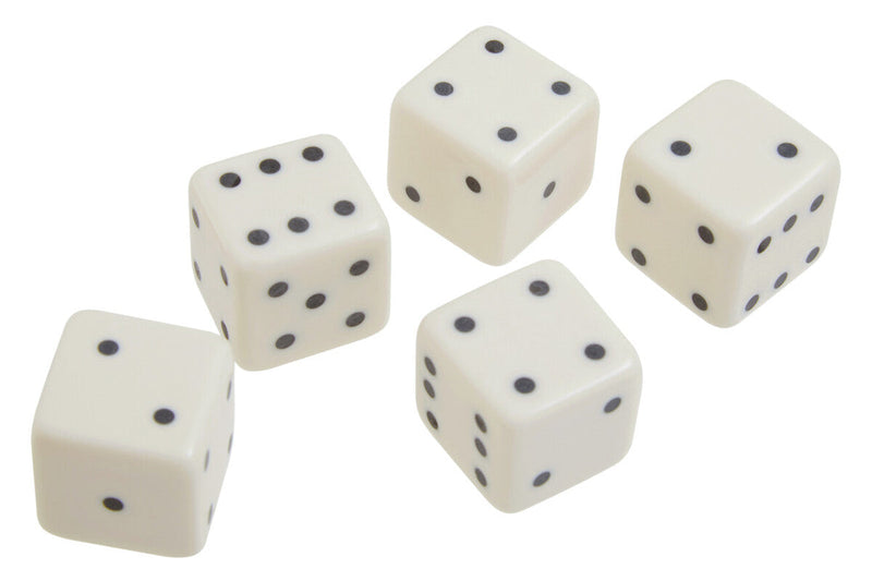 White and Gold Dice Box with Five White Dice | Churchill Games