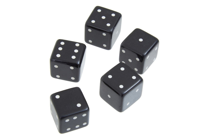 Black and Gold Dice Box with 5 Black Dice | Churchill Games