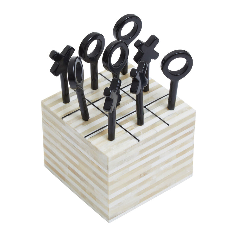 Cream and Black Bone Noughts & Crosses | Churchill Games