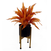 55cm Artificial Autumn Orange Fern Bush Plant - InStock