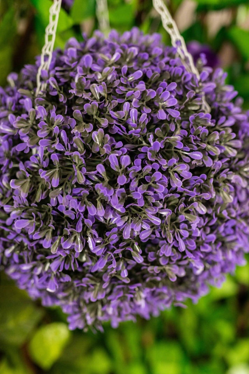 Vivid Violet Topiary Ball Artificial Garden Hanging Basket