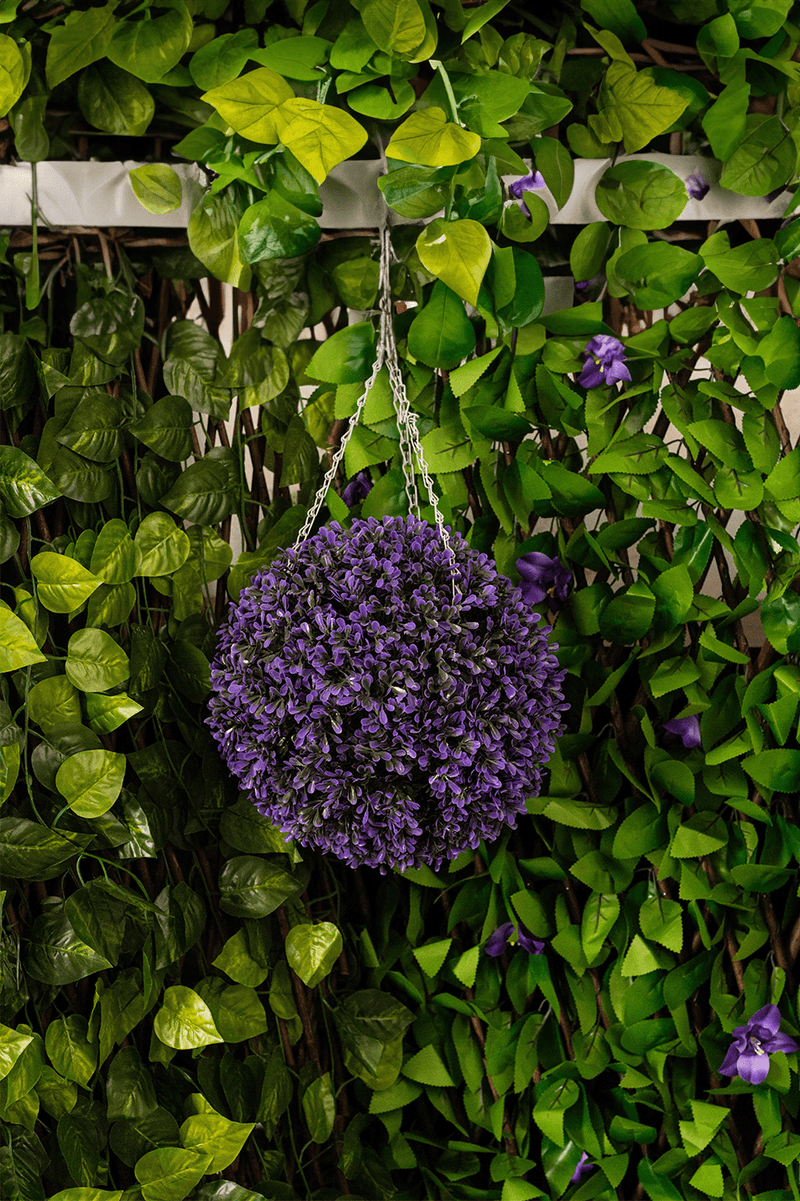 Vivid Violet Topiary Ball Artificial Garden Hanging Basket