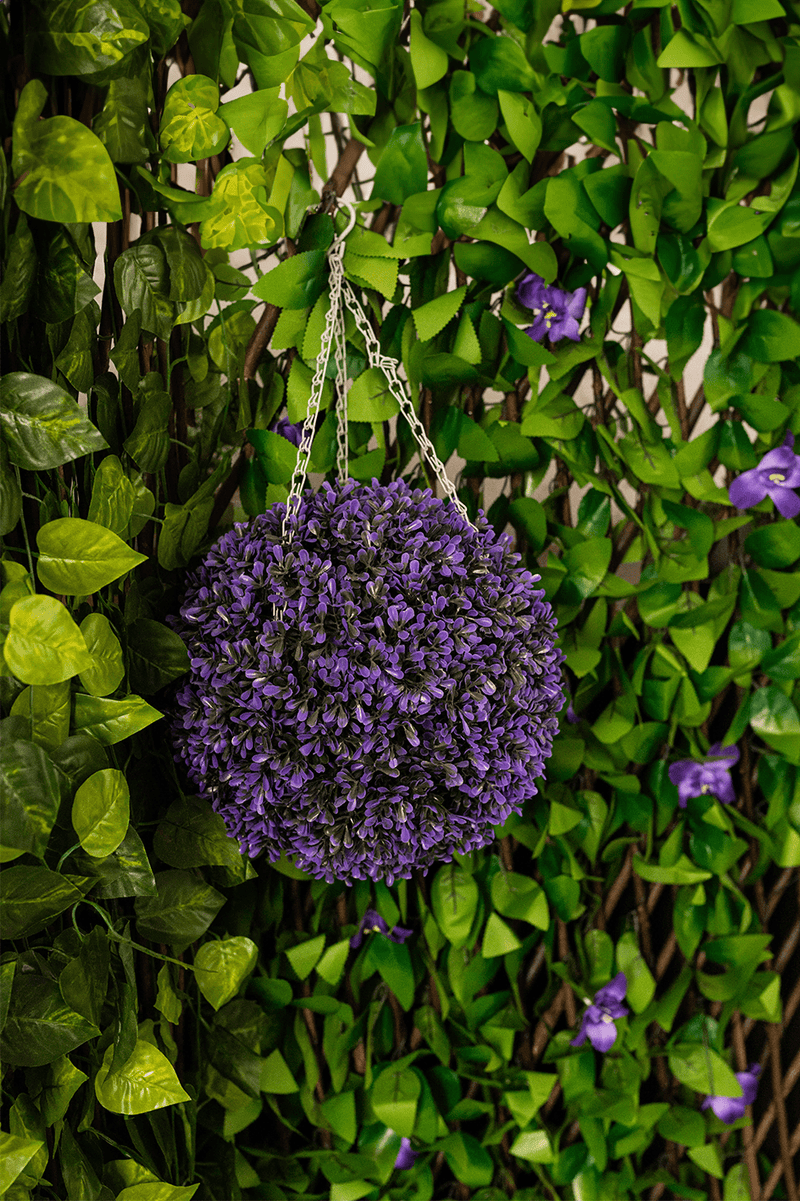 Vivid Violet Topiary Ball Artificial Garden Hanging Basket