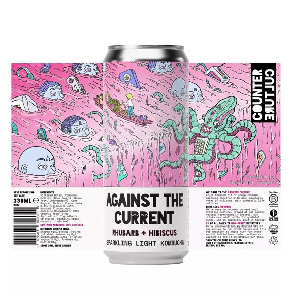 Counter Culture - Rhubarb + Hibiscus Kombucha Soda