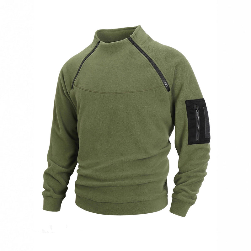 Men's Premium Coral Fleece Pullover Coat - Stand Collar Long Sleeve Winter Jacket