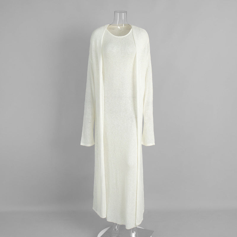 Cardigan Knitted Cardigan Sleeveless Dress Two-piece Set
