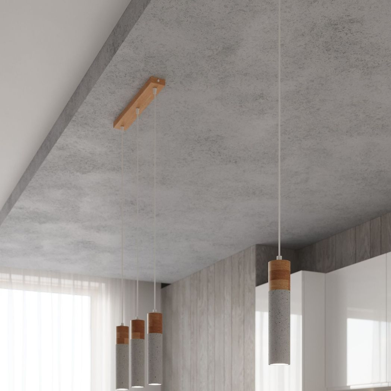 Pendant lamp concrete, wood Zane industrial Design GU10