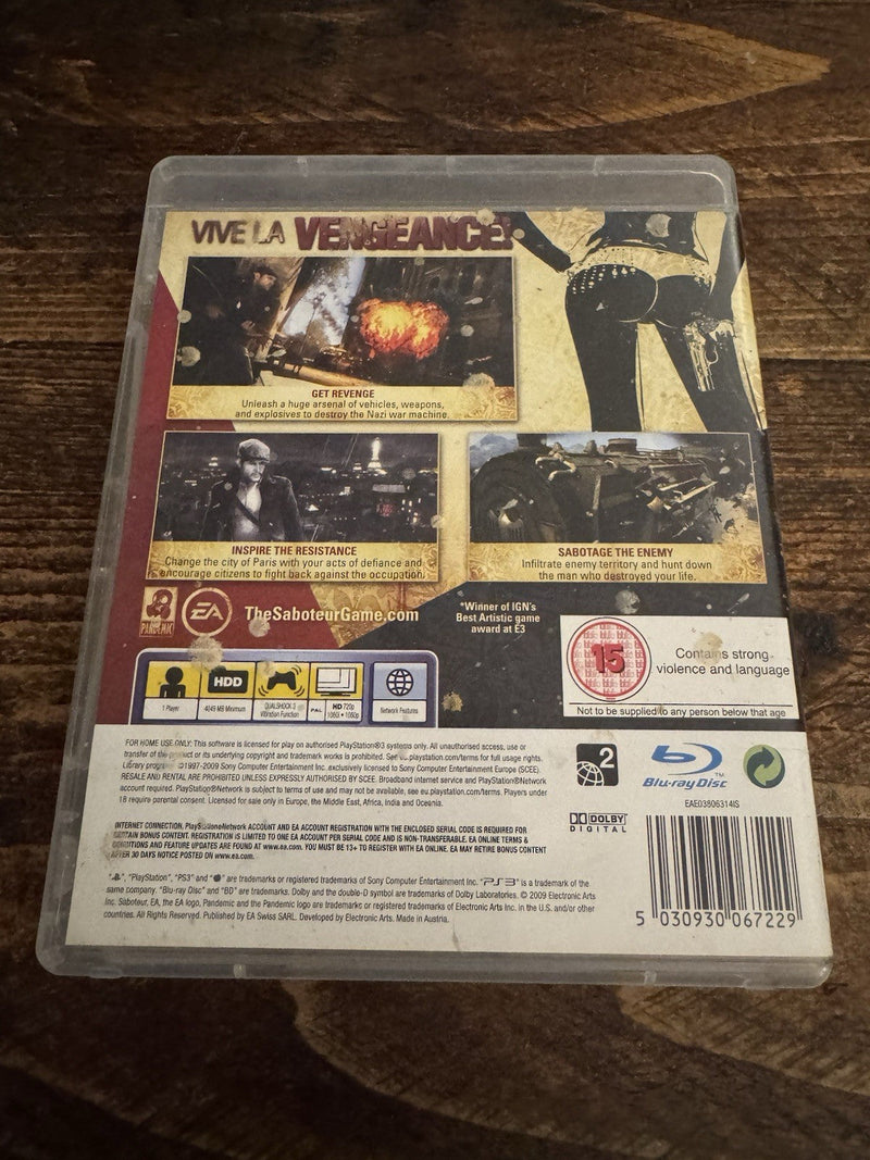 Sony PlayStation 3 The Saboteur Game