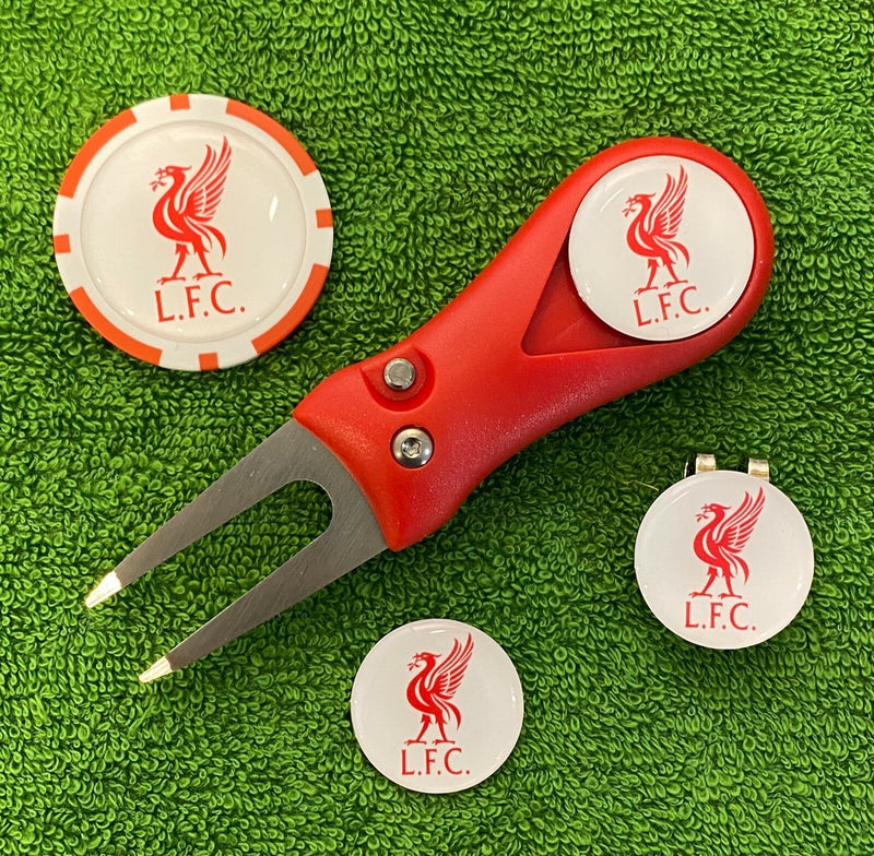 Liverpool Golf Divot Tool Hat Clip & 3 Magnetic Ball Markers